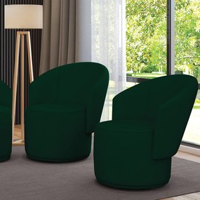Poltrona Decorativa Orgânica Fixa para Sala Kit 2 Malu Bouclê M11 - D'Rossi - Verde