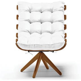 Poltrona Giratoria Costela Kit 2 Sintético Base de Madeira MA30 M11 - D'Rossi - Branco