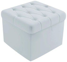 PUFF BAU CAPITONE QUADRADO SUEDE CINZA -