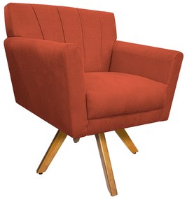 Poltrona Laura Base Giratória de Madeira Suede Terracota - ADJ Decor