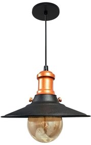 Lustre Pendente Industrial Moderno Nordic Preto Com Cobre