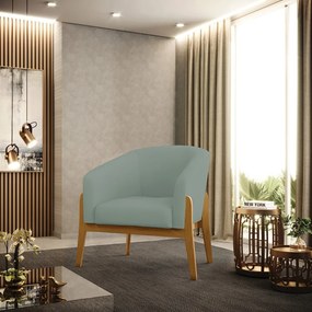 Poltrona Decorativa Base Madeira Stella Cotelê Ext/Veludo D03 - D'Rossi - Menta