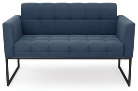 Sofá Namoradeira Elisa Suede Azul Marinho Base Metálica Industrial Preto - D'Rossi
