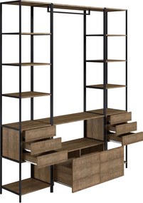 Kit Guarda Roupa Closet Modulado Steel Quadra Estilo Industrial Vermont e Preto A05 - D'Rossi