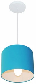 Lustre Pendente Cilíndrico Md-4046 Cúpula em Tecido 18x18cm Azul Turquesa - Bivolt