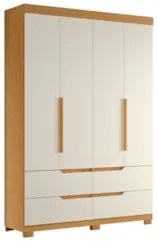 Guarda Roupa Solteiro 160cm 4 Portas Doble Cinamomo/Off - Albatroz
