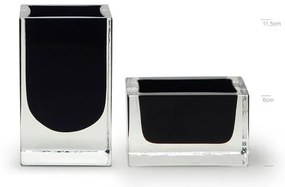 Conjunto com Porta Lápis e Porta Clips Preto Murano Cristais Cadoro