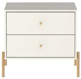 Mesa Cabeceira Jasper Off White Fosco Base Dourado 51cm - 69755 Sun House