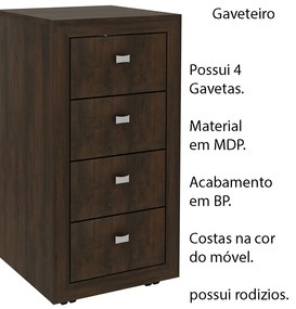 Gaveteiro para Escritório Home Office ME4133 MDP Rustico G69 - Gran Belo