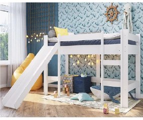 Cama Infantil Elevada Com Escorregador 100% MDF - Branco