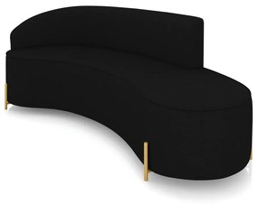 Sofá 4 Lugares Orgânico 220cm Pé Dourado Morgan Linho D03 - D'Rossi - Preto