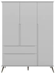 Guarda Roupa Infantil 100% MDF 3 Portas Pés Retrô Mel Z39 Cinza - Mpoz