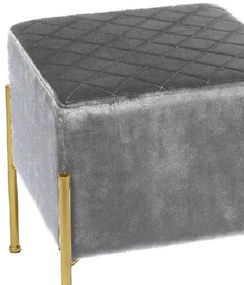 Puff Banqueta Industrial Dourada Lice Veludo Tresse Cinza E02 - D'Rossi
