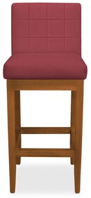 Kit 2 Banquetas Alta Sueli Base Madeira Maciça Estofada Suede Bordô