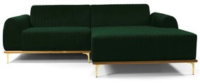 Sofá 3 Lugares Lisboa D07 com Chaise Direita 230cm Veludo Esmeralda - D'Rossi