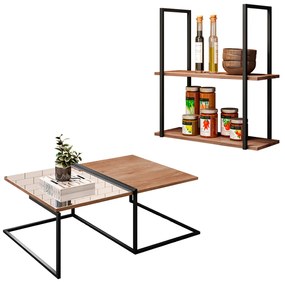 Kit Prateleira Multiuso Industrial Boreal e Mesa De Centro 60 cm Demolição D08 - D'Rossi