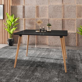 Mesa de Jantar Antonella 120cm Preto Pés Retrô Castanho C02 - D'Rossi