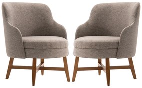 Kit 2 Poltronas Decorativas Com Braço Amber Linho Cinza G66 - Gran Belo
