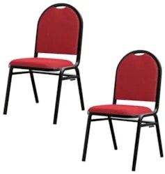Kit 2 Cadeiras Hoteleiras Auditório Empilhável Linho Z33 Vermelho - Mp