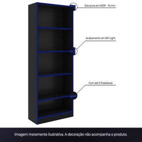 Armário Prateleiras para Escritório Home Office Gamer ME4141 MDP Preto/Azul G69 - Gran Belo