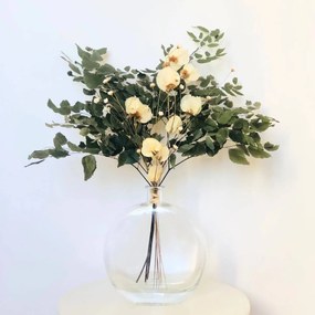 Arranjo de Flores Secas e Vaso Vidro - Verdant Oasis