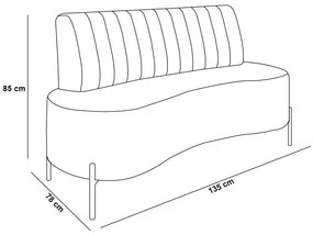 Sofá 2 Lugares Orgânico 135cm Maraú Bouclê K01 - D'Rossi - Bege - Ferro Dourado