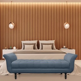 Recamier Olinda Suede 160 cm Pés Torneados Tabaco - D'Rossi - Azul Marinho