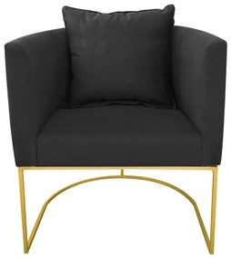 Poltrona Paola Suede Base Metálica Dourado D03 - D'Rossi Bege - Preto