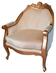 Poltrona Leroy Victorine Unico Assento c/ percinta - dourado soleil - Tecido Veludo Nude Kleiner