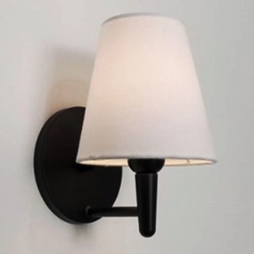 Arandela Cone Md-2004 Base Preto Cúpula em Tecido 14/14x07cm Branco Tela - Bivolt