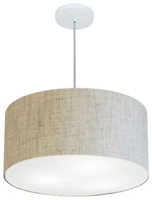 Lustre Pendente Cilíndrico Md-4242 Cúpula em Tecido 45x25cm Rustico Bege - Bivolt