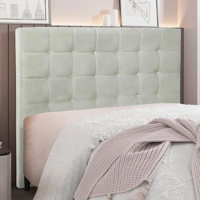 Cabeceira Decorativa Casal 1,40M Tropea Veludo Prata G63 - Gran Belo