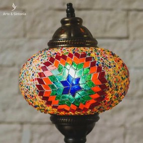 Abajur Turco c/ Mosaico Color 30cm