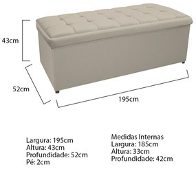 Calçadeira Copenhague 195 cm King Size Corano Bege - ADJ Decor