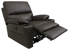 Poltrona do Papai Sala de Cinema Mia Reclinável Retrátil Power Elétrico Base Fixa Couro Marrom Capuccino G40 - Gran Belo