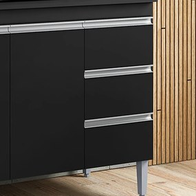 Balcão Cozinha com Tampo 100cm 3 Gavetas Leticia A01 - D'Rossi - Preto