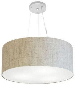 Lustre Pendente Cilíndrico Md-4047 Cúpula em Tecido 50x21cm Rustico Bege - Bivolt