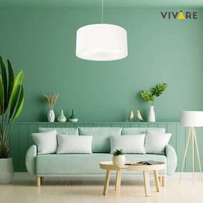 Lustre Pendente Cilíndrico Md-4257 Cúpula em Tecido 45x30cm Branco - Bivolt