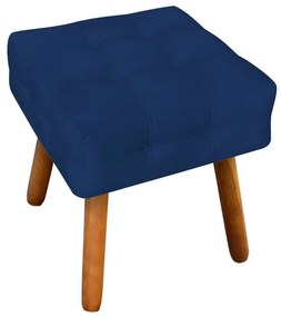 Puff Banqueta Decorativo Pé Palito de Madeira Elisa Suede Azul Marinho D03 - D'Rossi