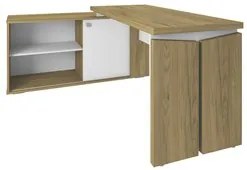 Mesa Escrivaninha em L 135x168cm 1 Porta Sharp A06 Olmo/Branco - Mpoze