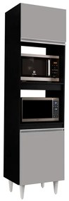Paneleiro Torre Quente para Cozinha 02 Portas Ruth 56 cm - D'Rossi - Preto e Cinza
