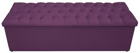 Recamier Baú Estofada Mel 140 cm Casal Com Capitonê  Suede Roxo - ADJ Decor