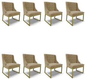 Cadeira Sala de Jantar Industrial Dourado Kit 8 Liz Suede D03 - D'Rossi - Marrom Rato