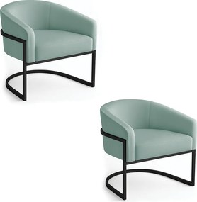 Poltrona Sala Industrial Preto Kit 2 Arielle Veludo Cotelê D03 - D'Rossi - Menta