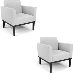 Kit 2 Poltronas Decorativas Isabella Pés Fixo em Madeira Preto Linho Cinza G19 - Gran Belo