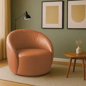 Poltrona Decorativa Orgânica Giratória Lua Sintético PU D03 - D'Rossi - Whisky