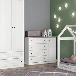 Cômoda Infantil 1 Porta 4 Gavetas Americano Branco HP - Henn