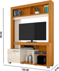 Estante de TV 50 Pol 136cm Sala de Estar Mervan Cinamomo/Off White M20 - D'Rossi