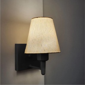 Arandela Quadrada Md-2034 Preto Cúpula em Tecido Cone Linho Bege - Bivolt