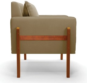 Poltrona Lana Suede Base de Madeira - D'Rossi - Marrom Rato